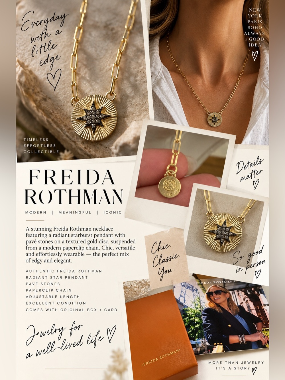 FREIDA ROTHMAN ✨ Radiant Starburst Pavé Pendant Necklace